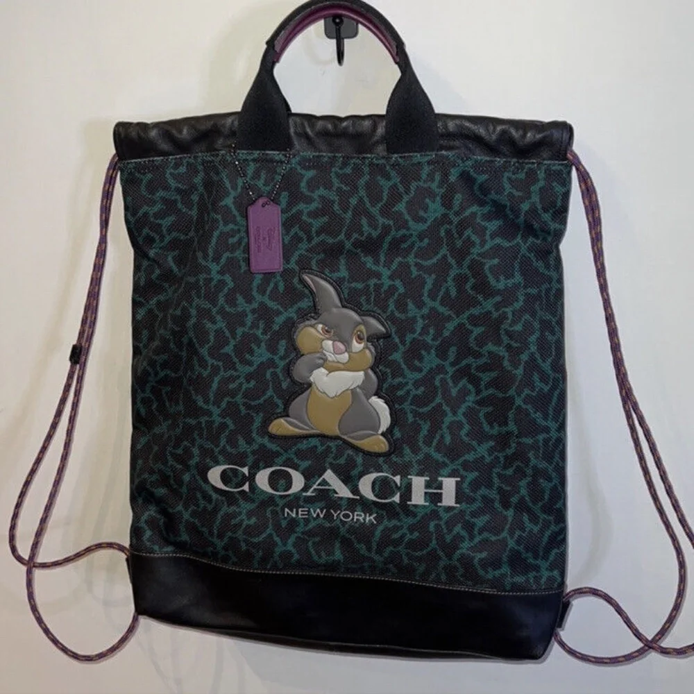 Coach X Disney Bambi thumper drawstring backpack green/black/purple
